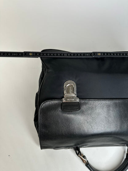Vintage Prada Nylon Tote Bag Black Silver