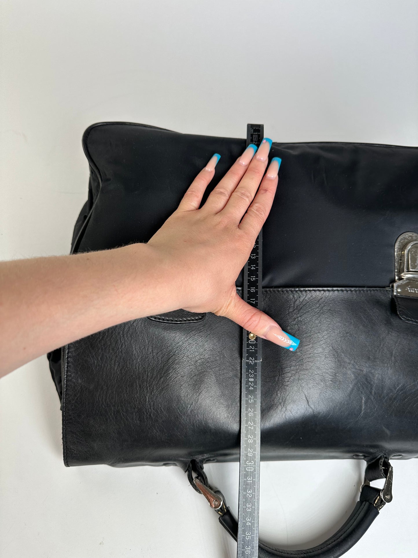 Vintage Prada Nylon Tote Bag Black Silver