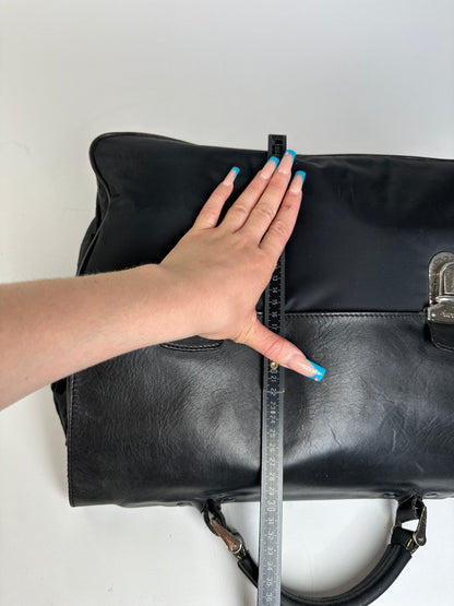 Vintage Prada Nylon Tote Bag Black Silver