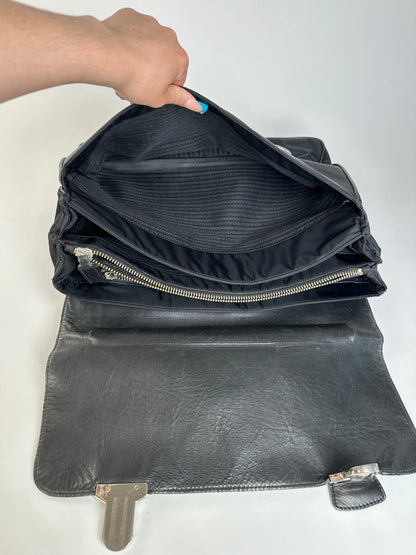 Vintage Prada Nylon Tote Bag Black Silver