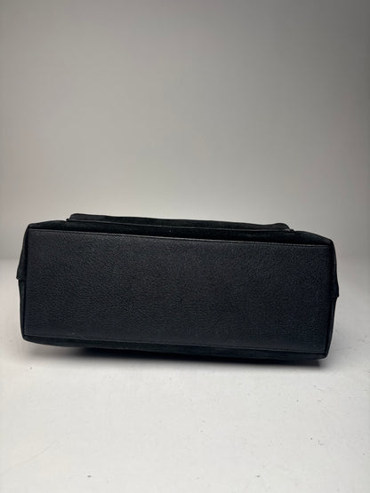 Vintage Gucci Bamboo Top Handle Suede Leather Bag black