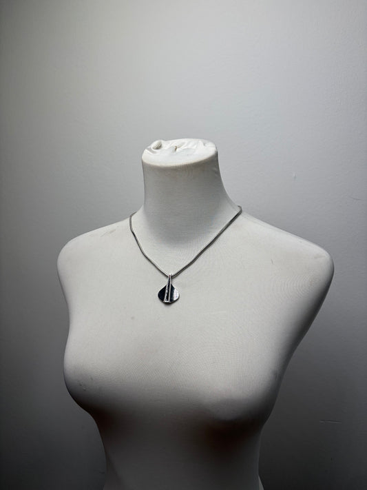 Vintage Givenchy Pendant Necklace Late 1970s Silver Black