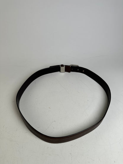 Vintage Dior Leather Belt Dark Brown Silver Buckle