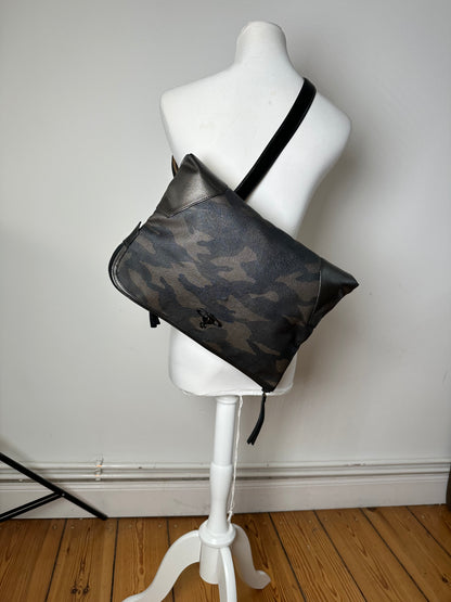 Vintage Vivienne Westwood Camouflage Leather Clutch / Belt Bah Khaki / Grey / Black
