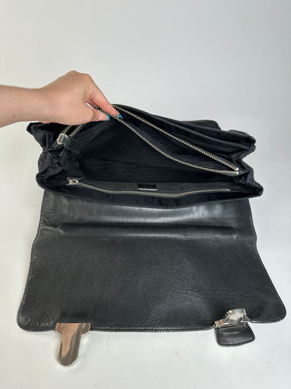 Vintage Prada Nylon Tote Bag Black Silver