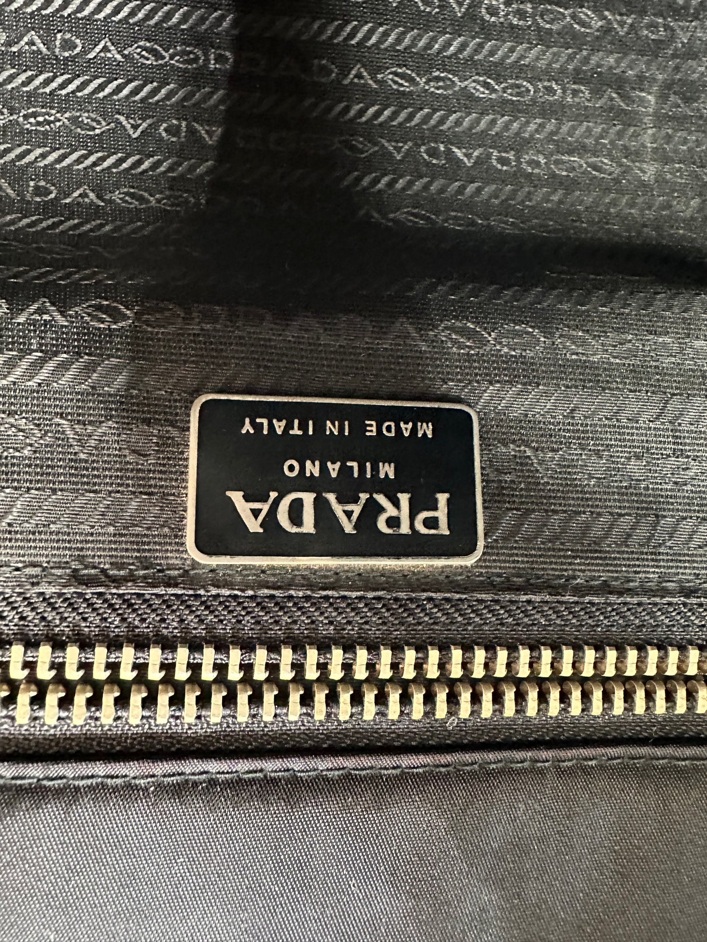 Vintage Prada Nylon Tote Bag Black Silver