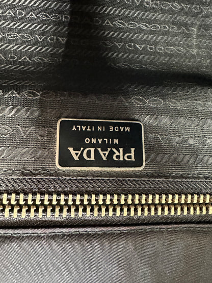 Vintage Prada Nylon Tote Bag Black Silver