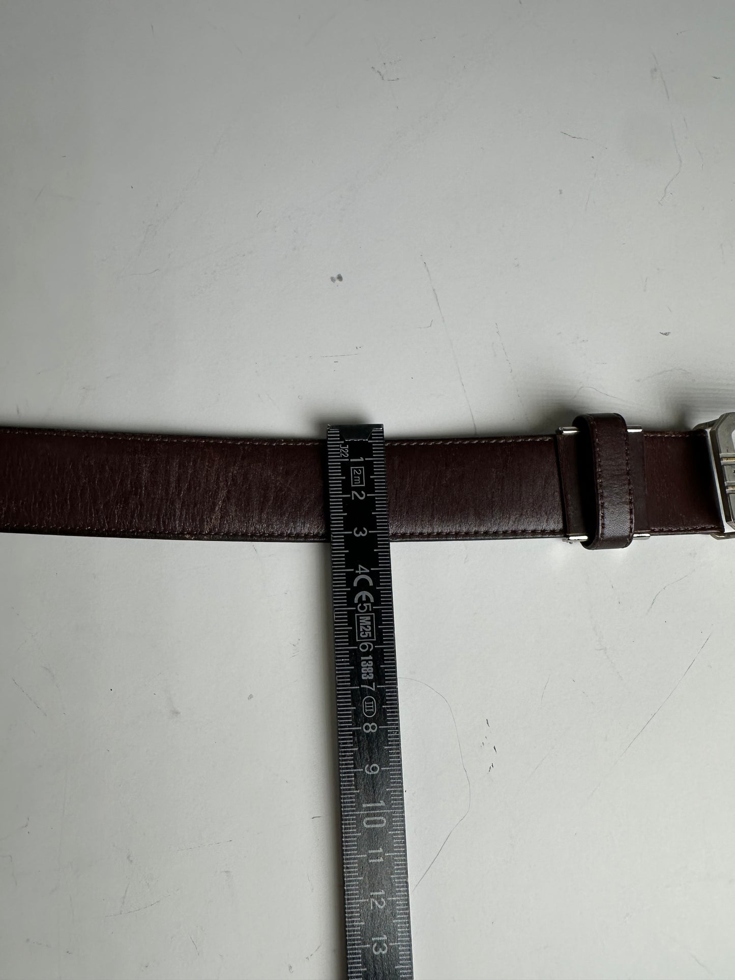Vintage Dior Leather Belt Dark Brown Silver Buckle