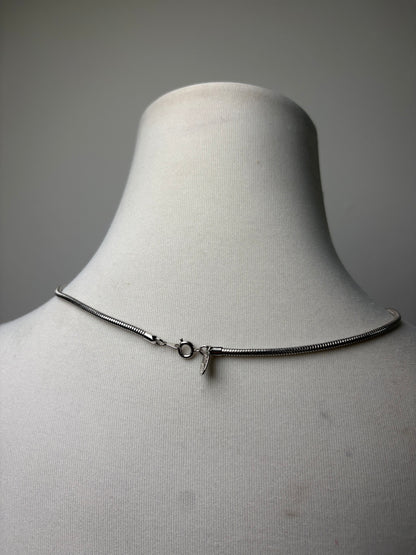 Vintage Givenchy Pendant Necklace Late 1970s Silver Black