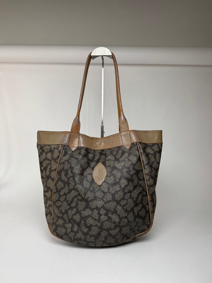 Vintage Yves Saint Laurent Monogram Leather Shopper grey/black