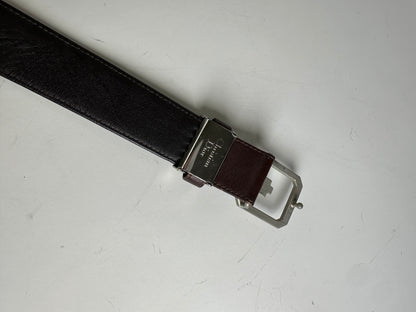 Vintage Dior Leather Belt Dark Brown Silver Buckle