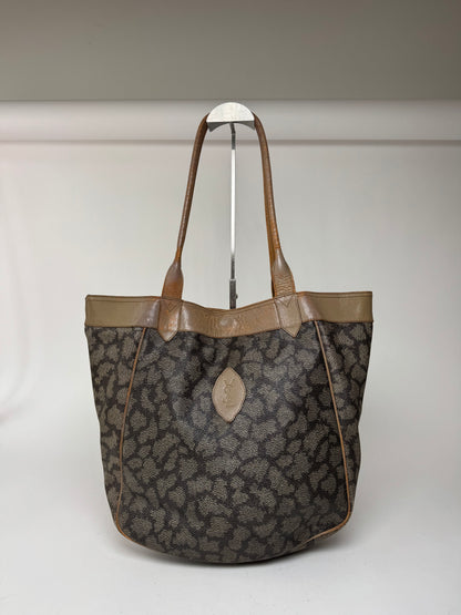 Vintage Yves Saint Laurent Monogram Leather Shopper grey/black