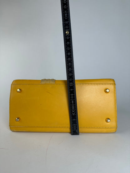 Vintage Gianni Versace Leather Handbag Yellow Grey