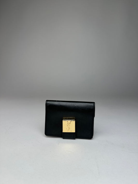 Vintage Yves Saint Laurent Patent Leather Card Holder / Wallet Black