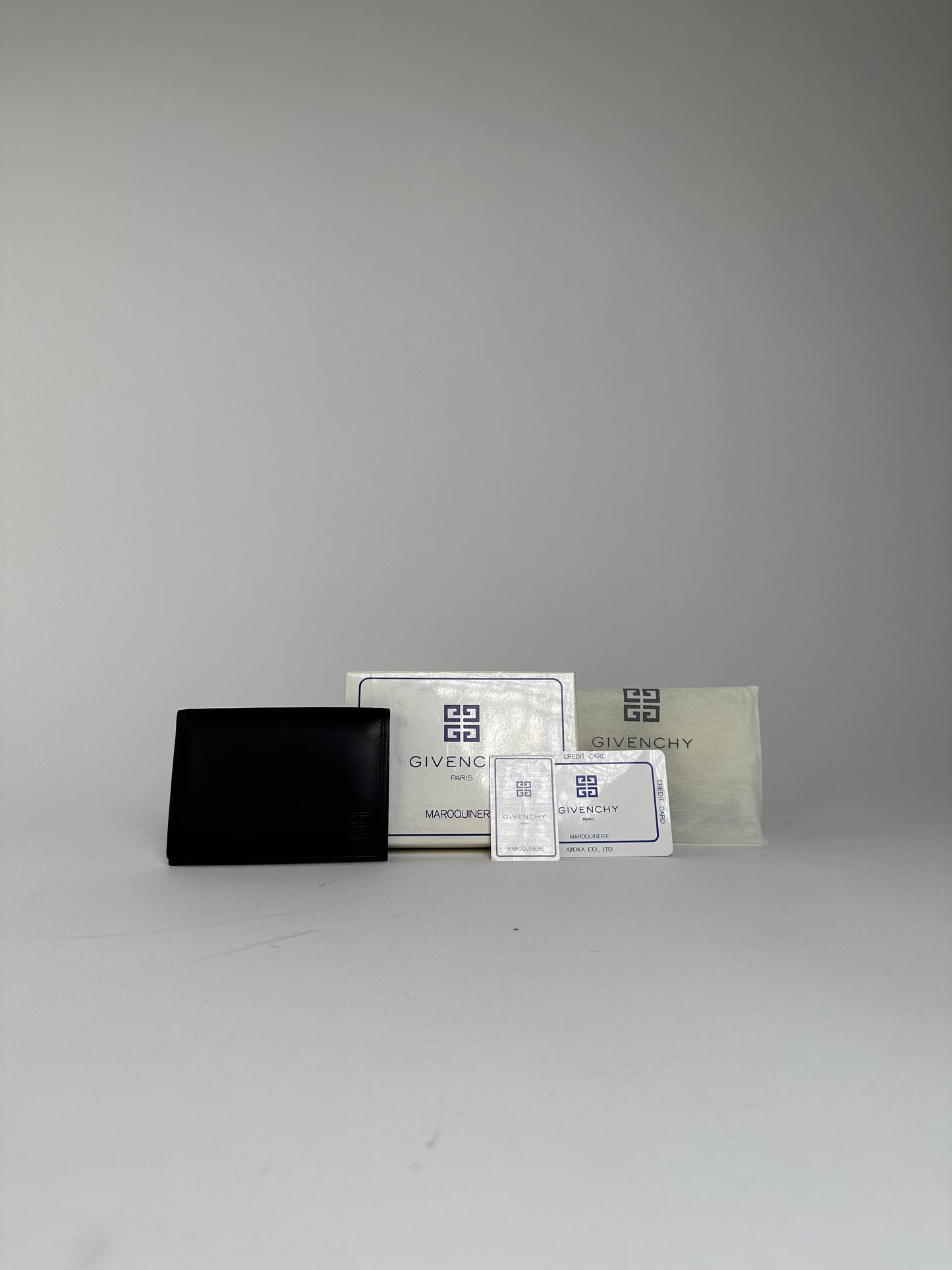 Vintage Givenchy Calf Leather Wallet Black Silver