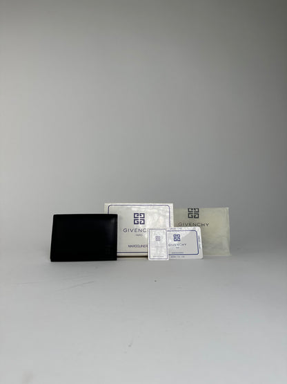 Vintage Givenchy Calf Leather Wallet Black Silver