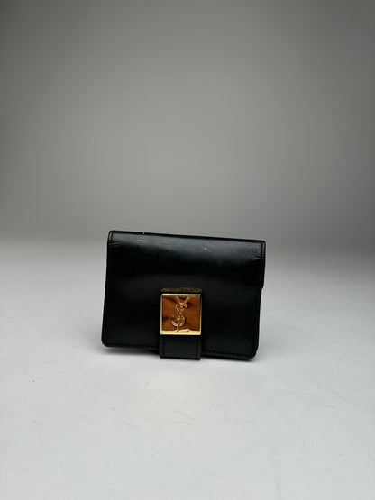 Vintage Yves Saint Laurent Patent Leather Card Holder / Wallet Black