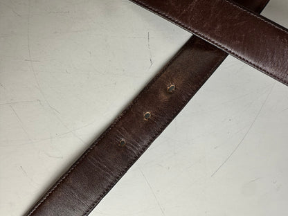 Vintage Dior Leather Belt Dark Brown Silver Buckle