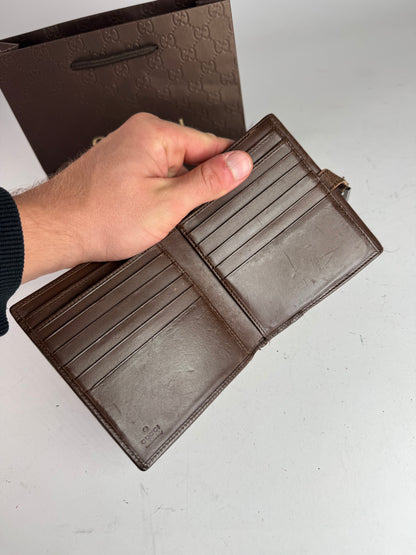 Vintage Gucci Jackie Line Monogram Leather Wallet beige brown