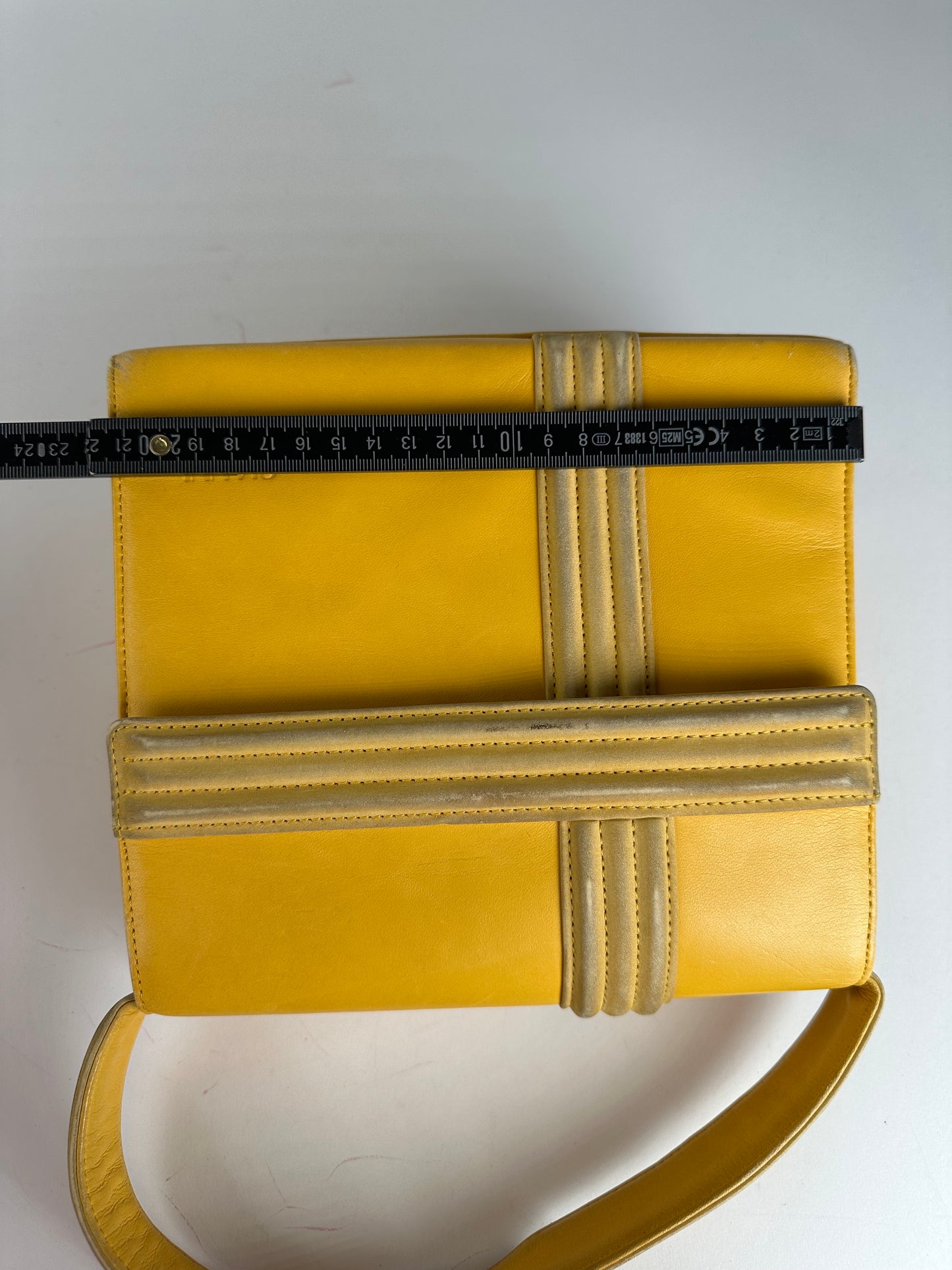 Vintage Gianni Versace Leather Handbag Yellow Grey
