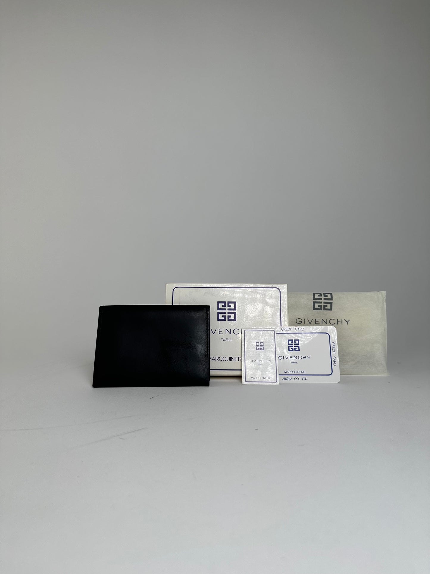 Vintage Givenchy Calf Leather Wallet Black Silver