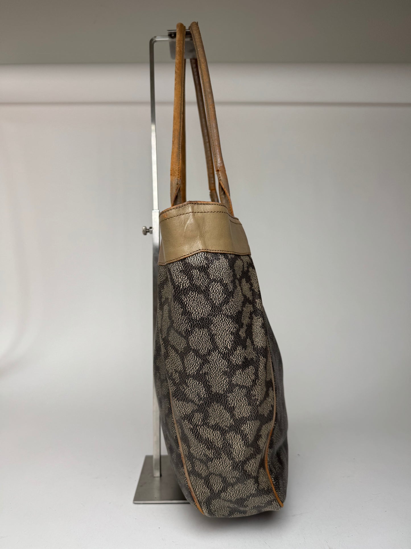 Vintage Yves Saint Laurent Monogram Leather Shopper grey/black