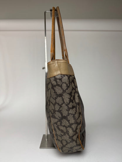 Vintage Yves Saint Laurent Monogram Leather Shopper grey/black