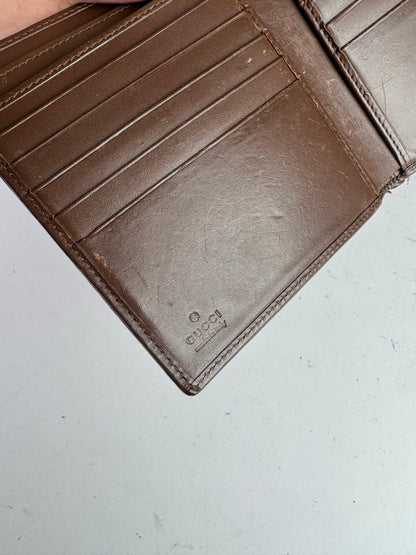 Vintage Gucci Jackie Line Monogram Leather Wallet beige brown