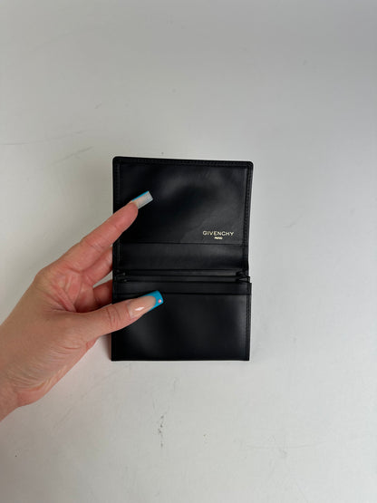 Vintage Givenchy Calf Leather Wallet Black Silver