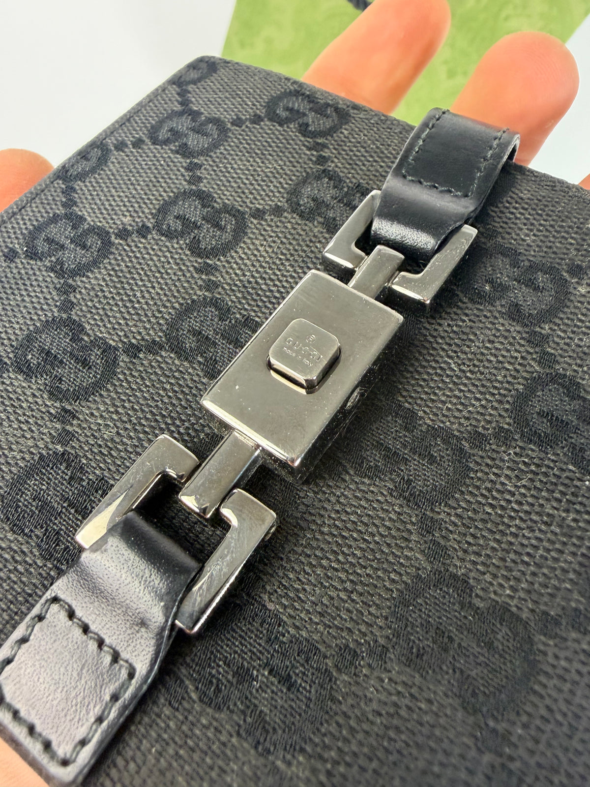 Vintage Gucci GG Canvas Bifold Wallet c. 2000s Black Silver
