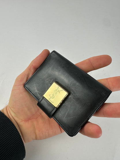 Vintage Yves Saint Laurent Patent Leather Card Holder / Wallet Black