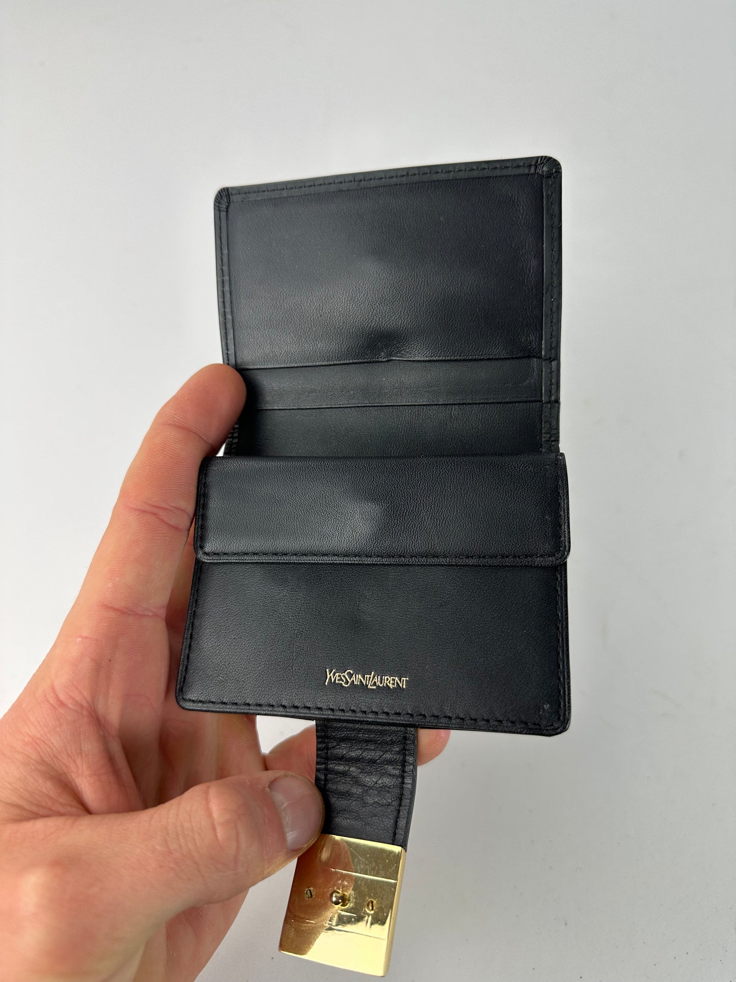 Vintage Yves Saint Laurent Patent Leather Card Holder / Wallet Black