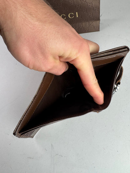 Vintage Gucci Jackie Line Monogram Leather Wallet beige brown