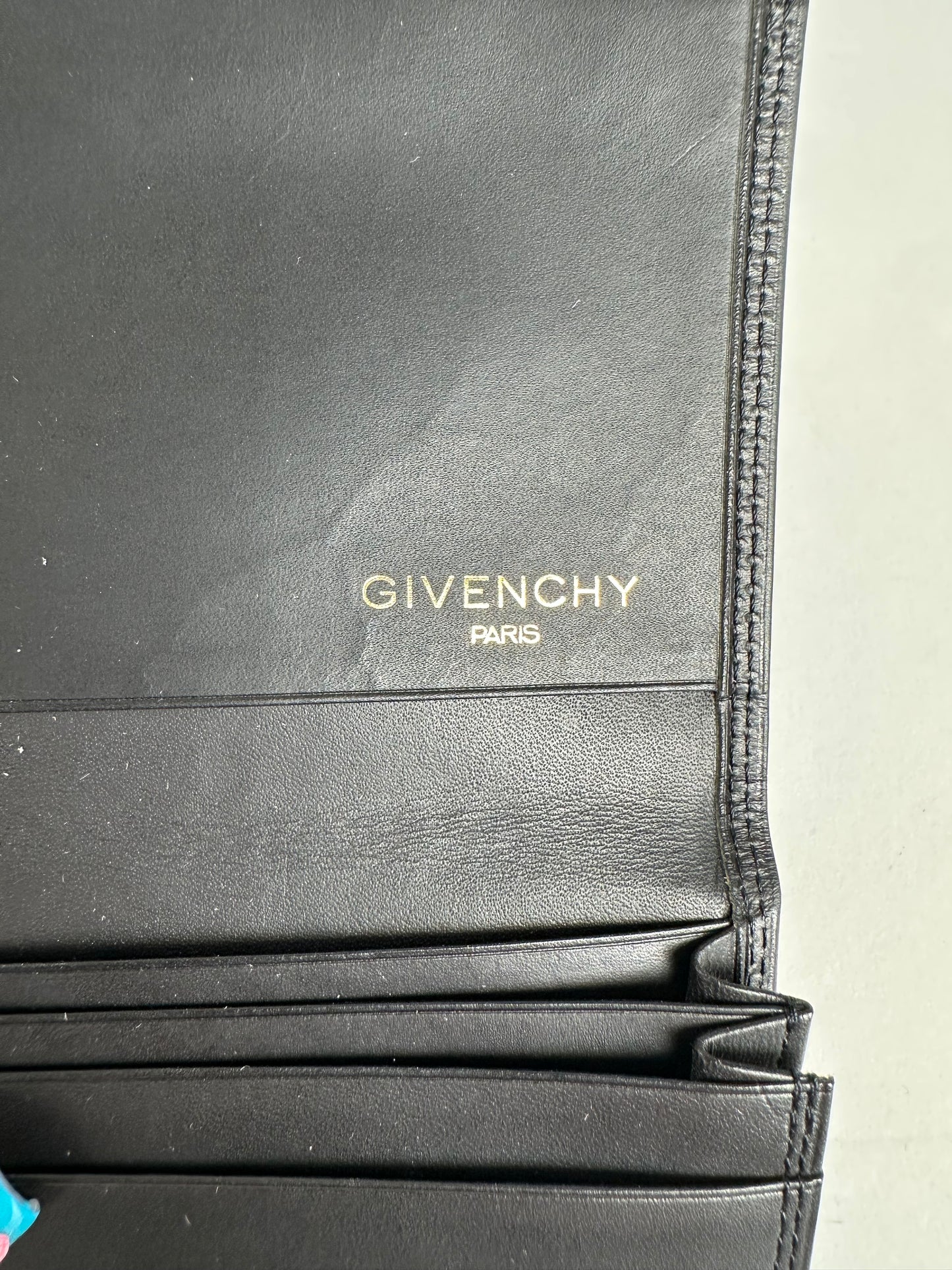 Vintage Givenchy Calf Leather Wallet Black Silver