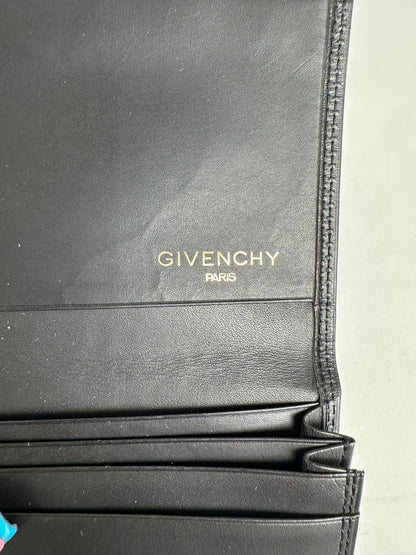 Vintage Givenchy Calf Leather Wallet Black Silver