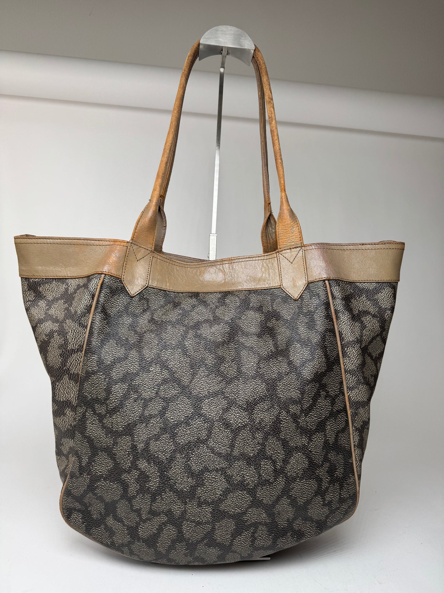 Vintage Yves Saint Laurent Monogram Leather Shopper grey/black