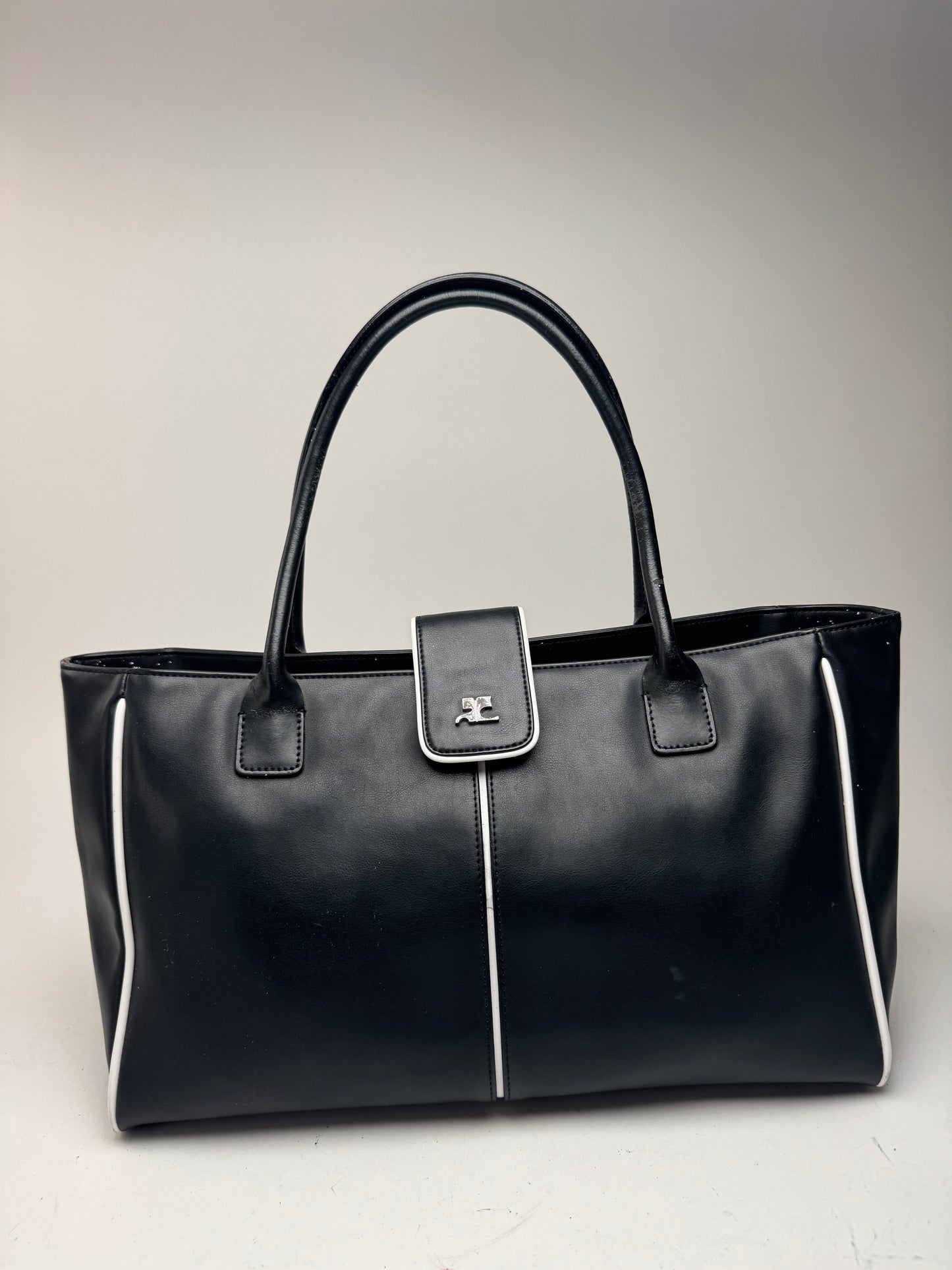 Sac Courreges vintage en cuir noir