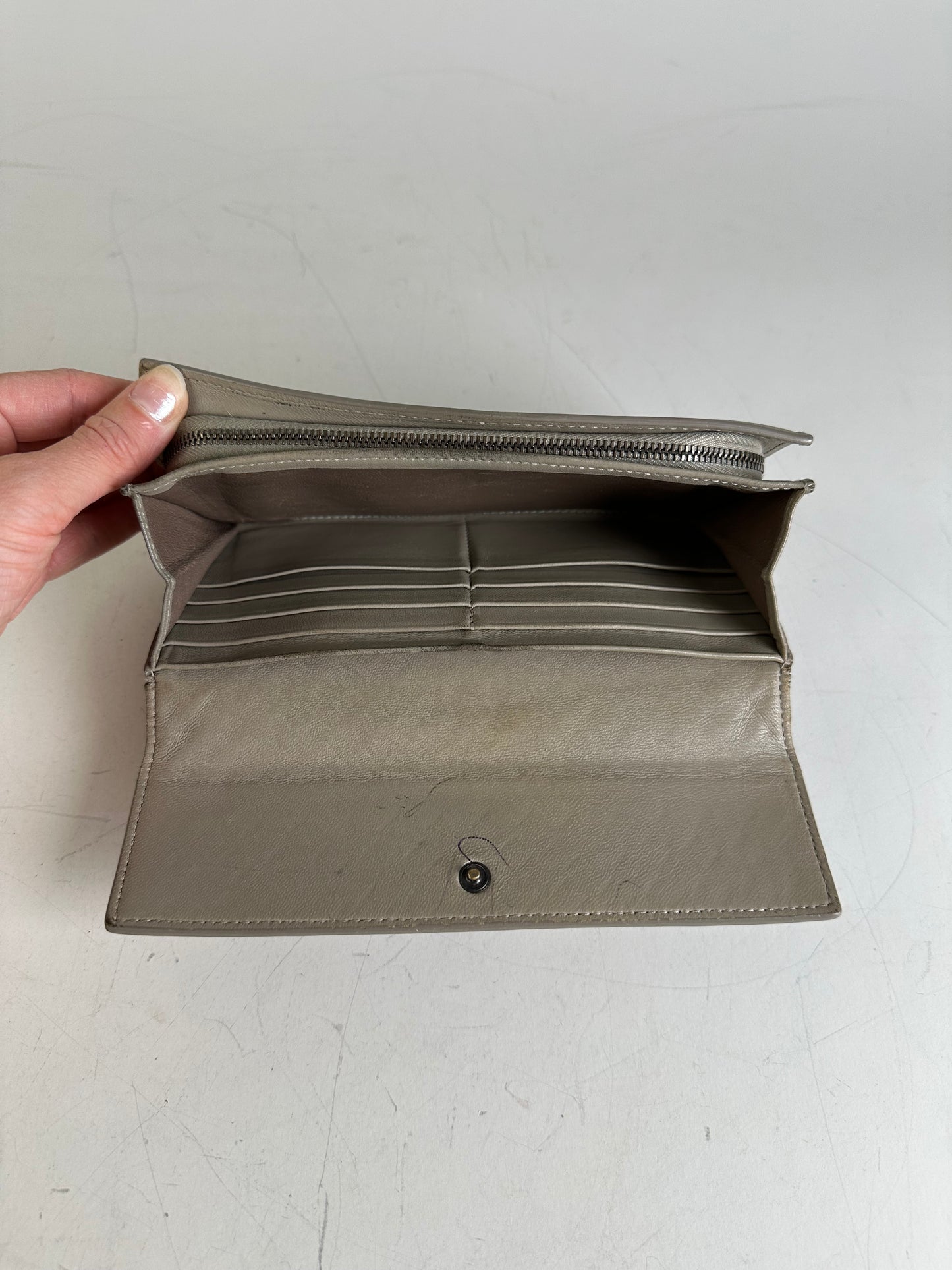 Vintage Bottega Veneta Intrecciato Leather Wallet Beige