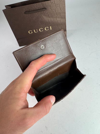 Vintage Gucci Jackie Line Monogram Leather Wallet beige brown