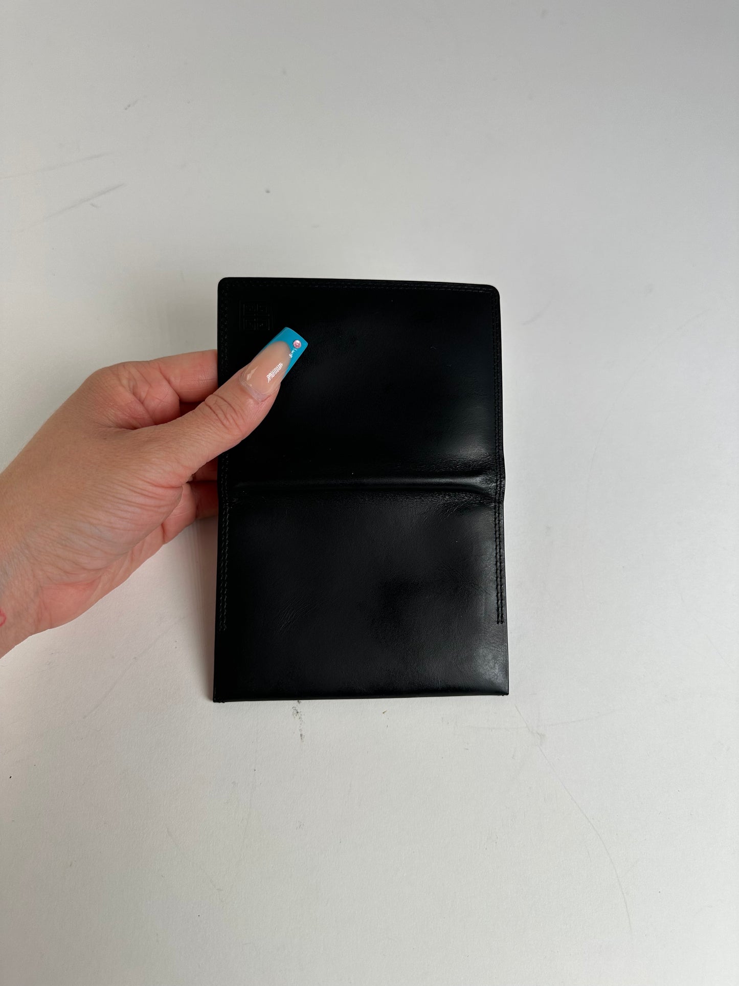 Vintage Givenchy Calf Leather Wallet Black Silver