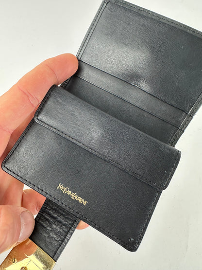 Vintage Yves Saint Laurent Patent Leather Card Holder / Wallet Black