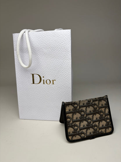 Vintage Dior Oblique Canvas Card Holder Beige Black Gold