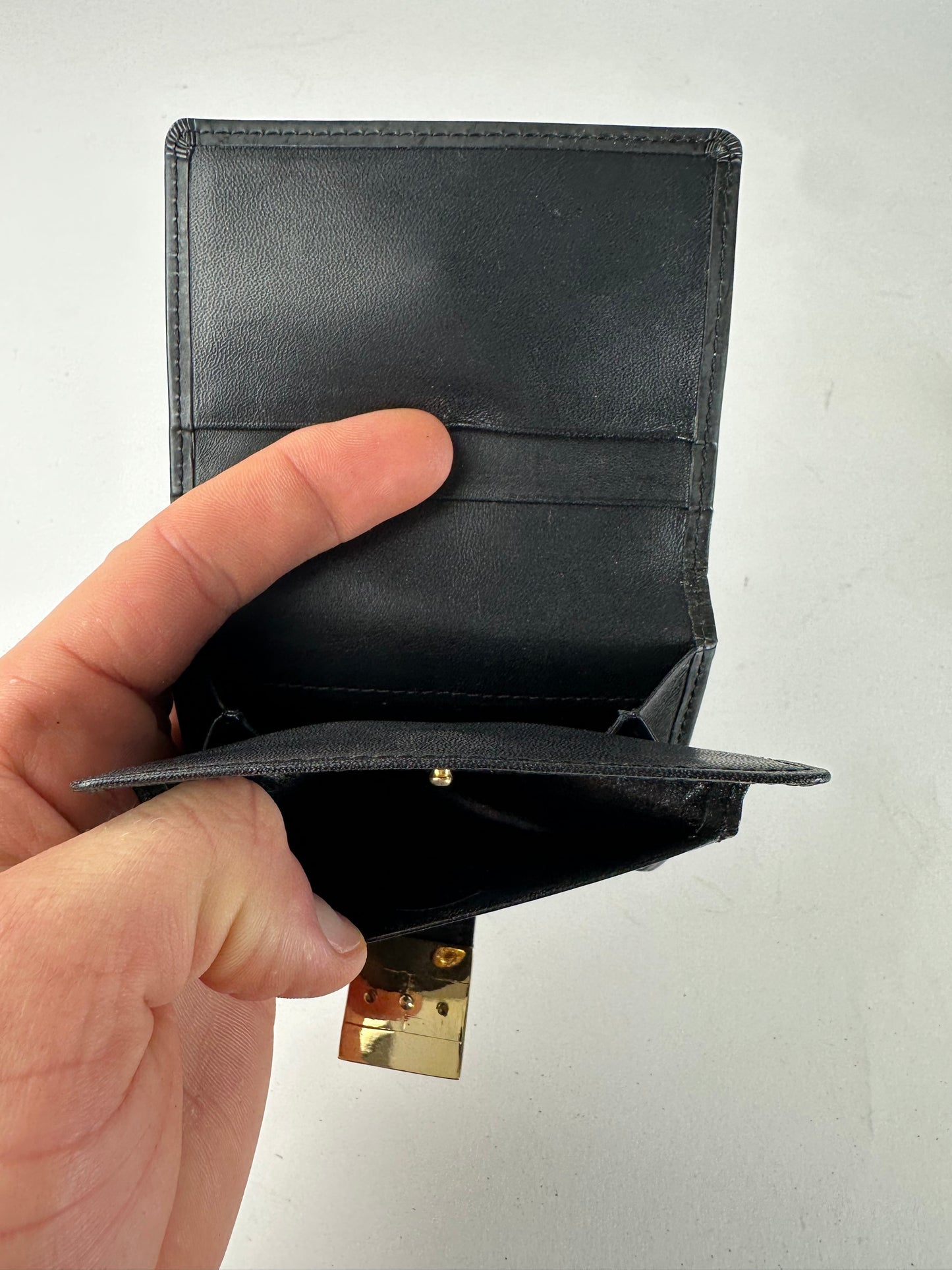 Vintage Yves Saint Laurent Patent Leather Card Holder / Wallet Black