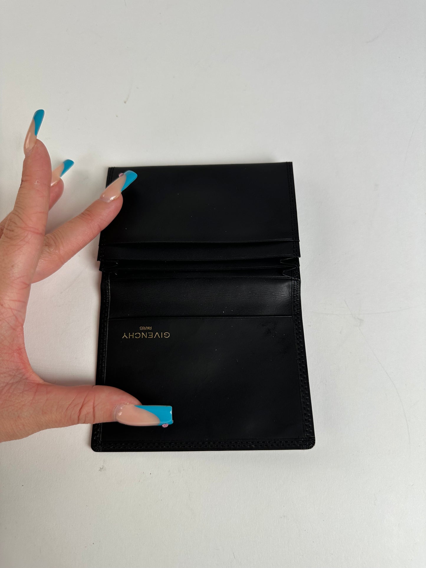 Vintage Givenchy Calf Leather Wallet Black Silver
