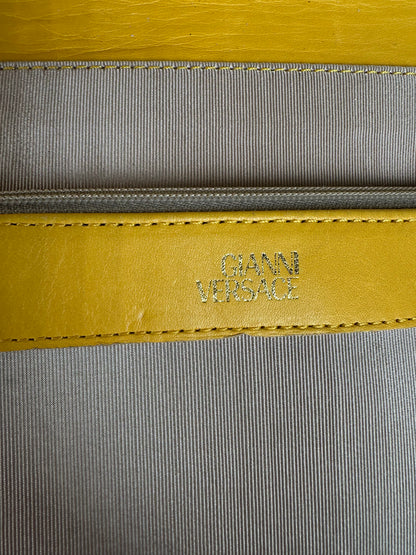 Vintage Gianni Versace Leather Handbag Yellow Grey