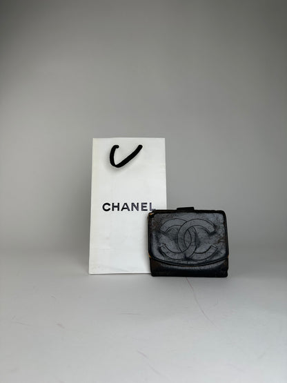 Vintage Chanel CC Leather Wallet Black