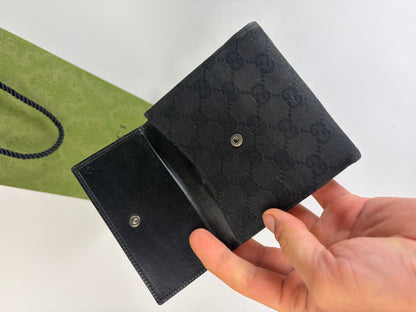 Vintage Gucci GG Canvas Bifold Wallet c. 2000s Black Silver