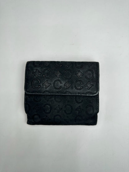 Vintage Celine Macadam Monogram Velour Leather Wallet black