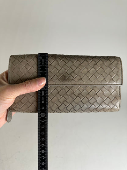 Vintage Bottega Veneta Intrecciato Leather Wallet Beige