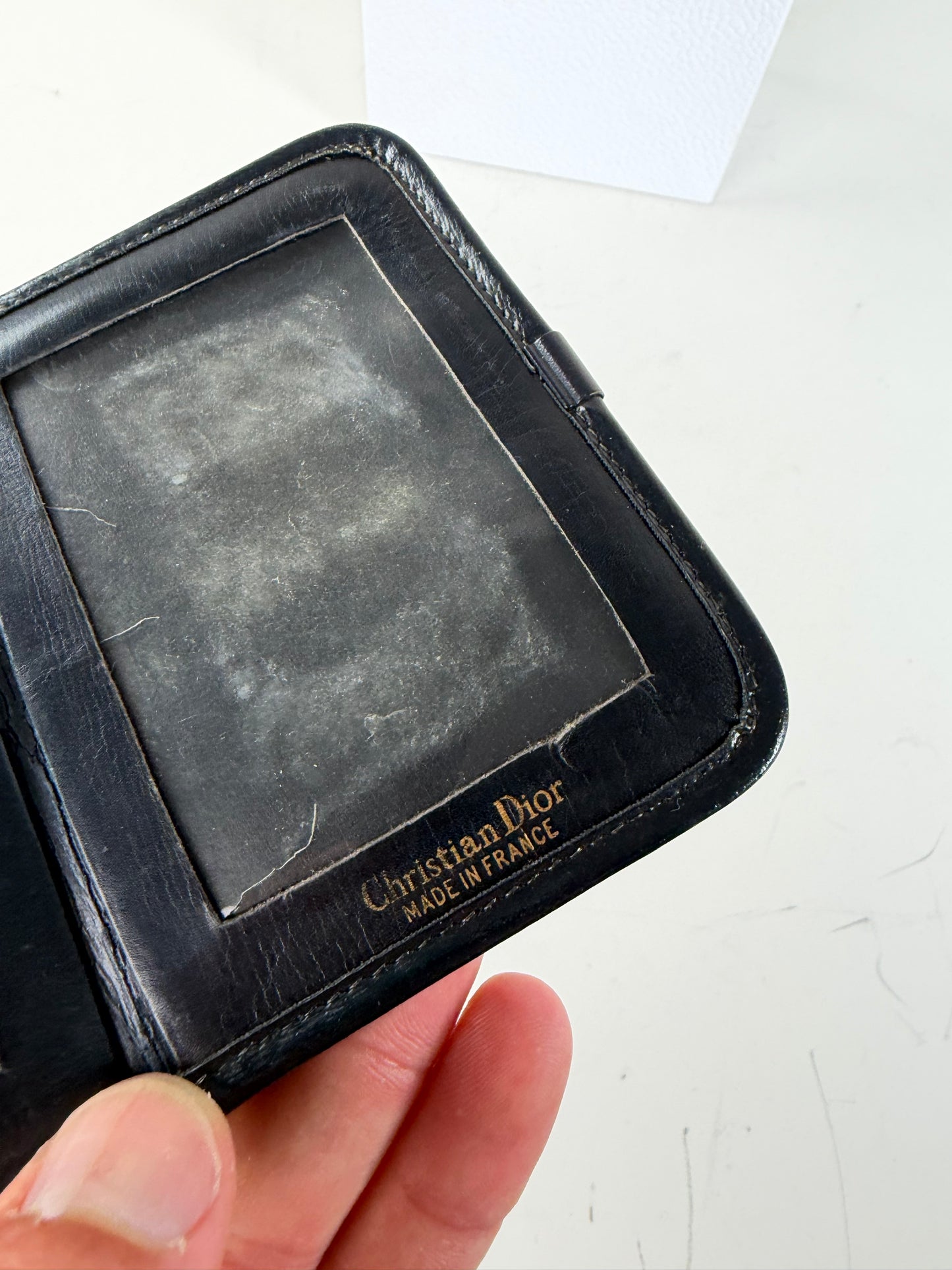 Vintage Dior Oblique Canvas Card Holder Beige Black Gold
